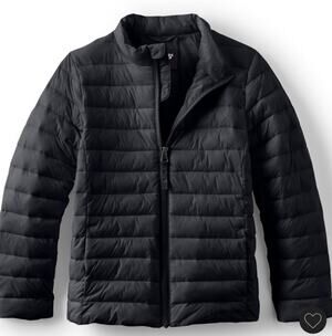 Lands End Kids ThermoPlume Packable Jacket XL 18-20 Black Lightweight Puffer